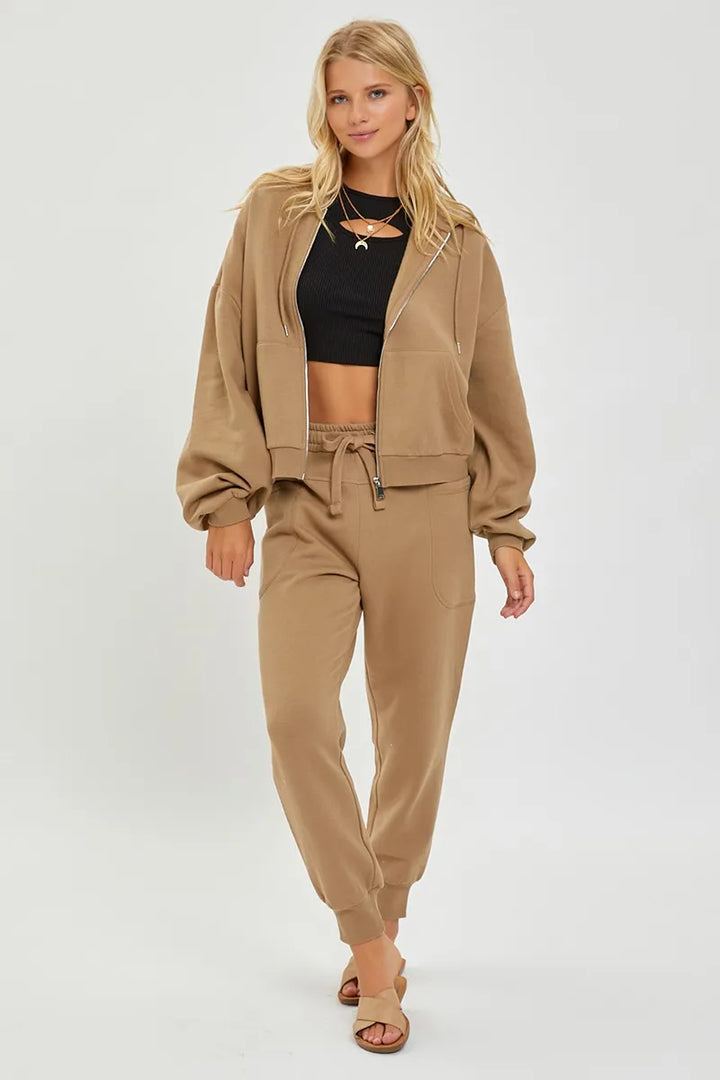 High-rise relaxed jogger pants with drawstring waist