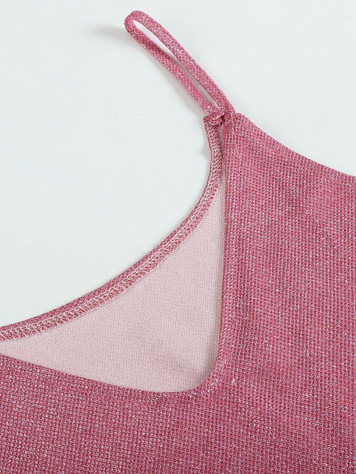 Sequin V-neck cami tank with adjustable straps
