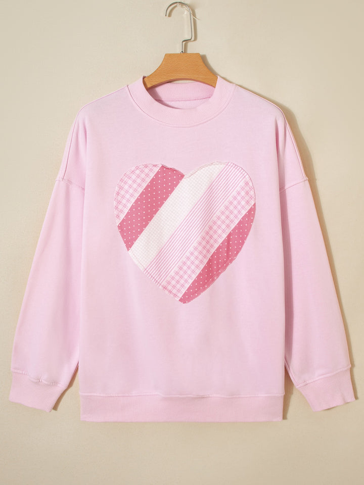 Patchwork heart oversized crewneck sweatshirt