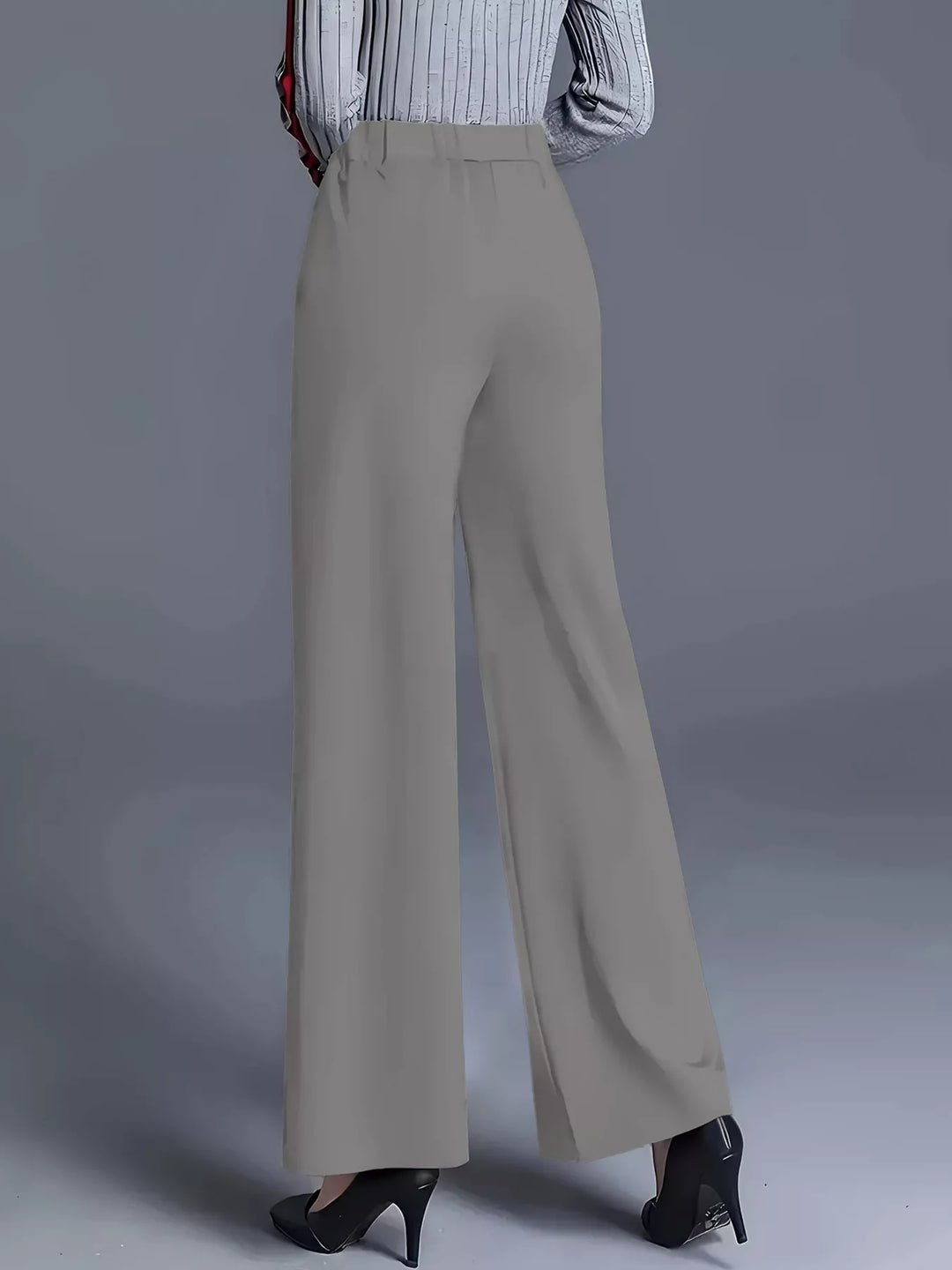 Wide leg high-rise trousers with front seam detail