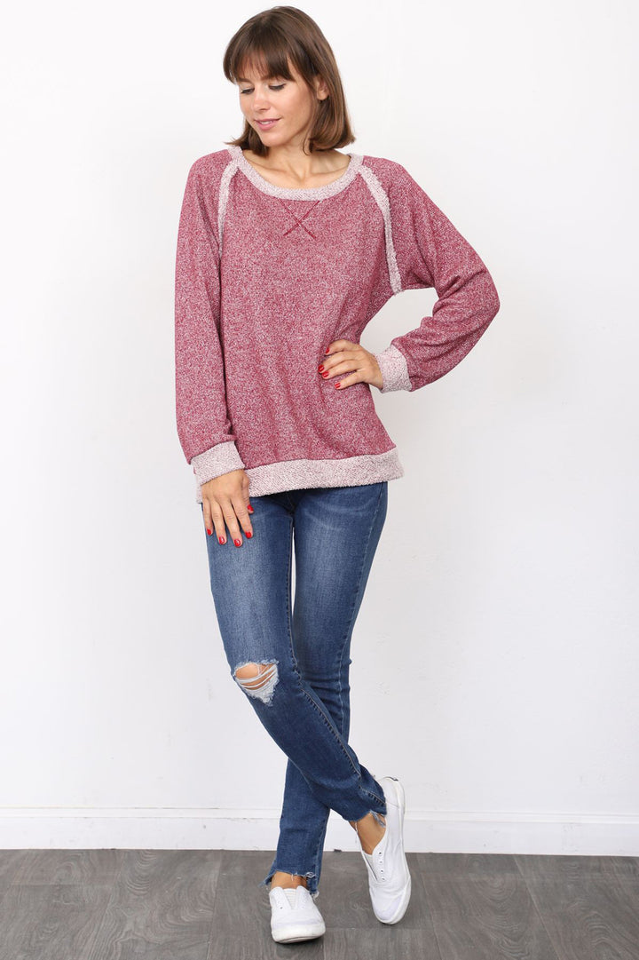 Luminous Shimmer French Terry Pullover Top