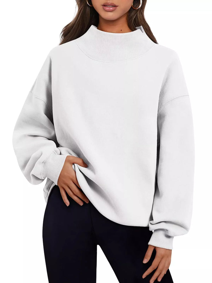 Mock neck dropped shoulder fleece sweatshirt