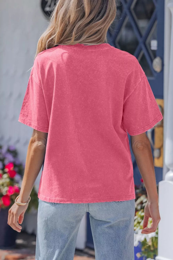 Scattered star print mineral wash cotton t-shirt