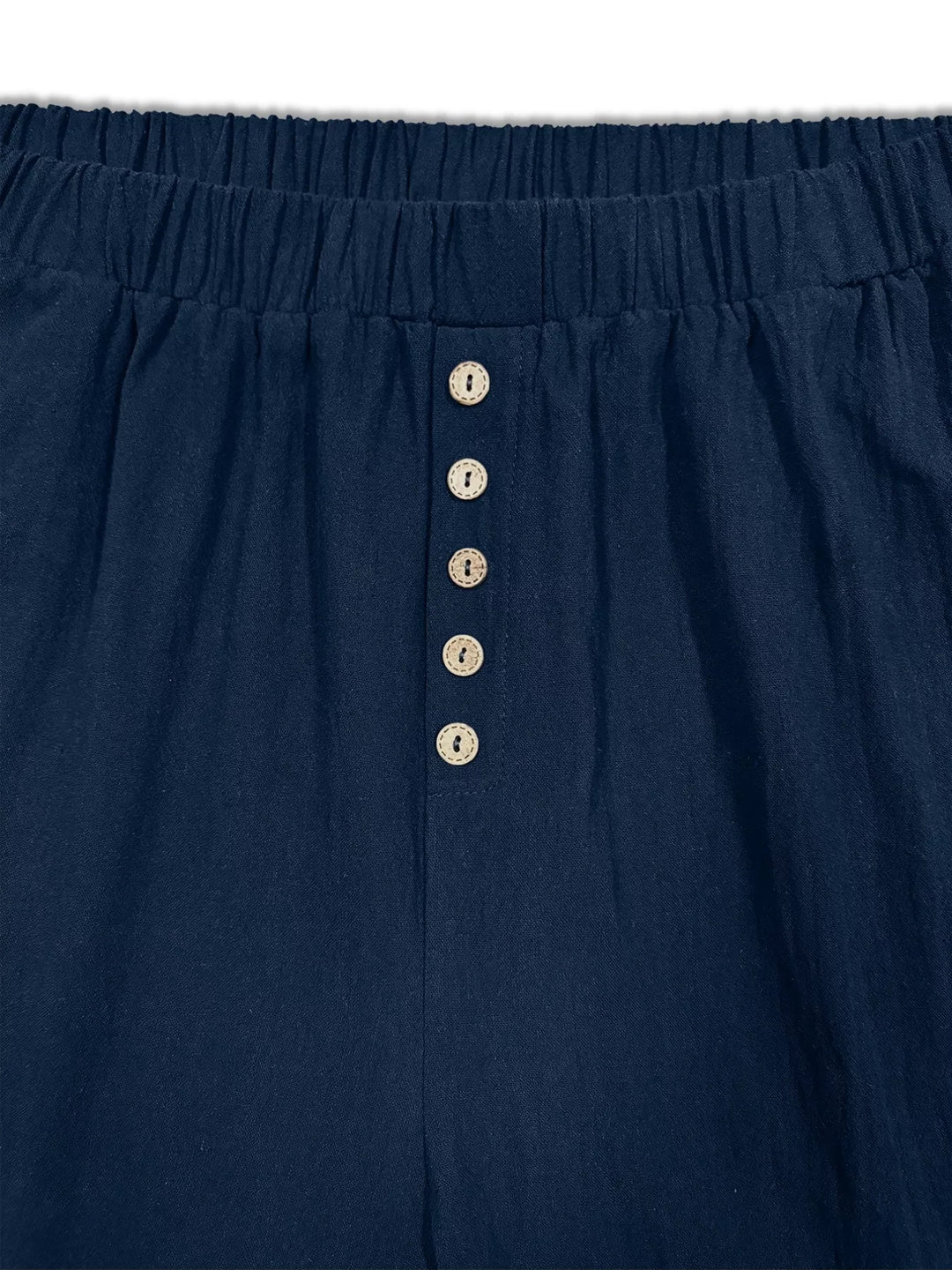 Plus-size elastic waist button-front shorts with pockets