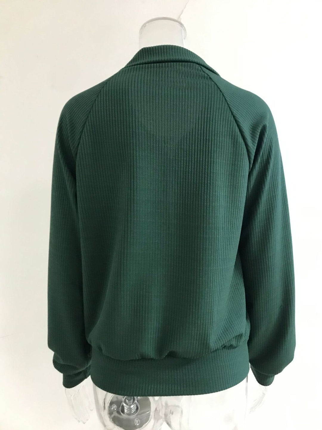 Ribbed knit zip-up cardigan with collar and pockets