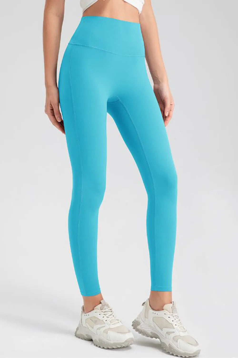 High-waisted skinny active leggings with wide waistband