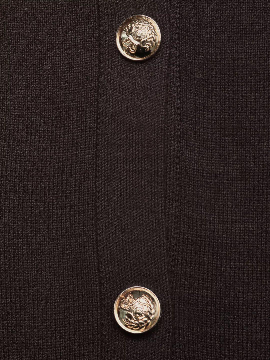 Gold-button knit cardigan with flap chest pockets