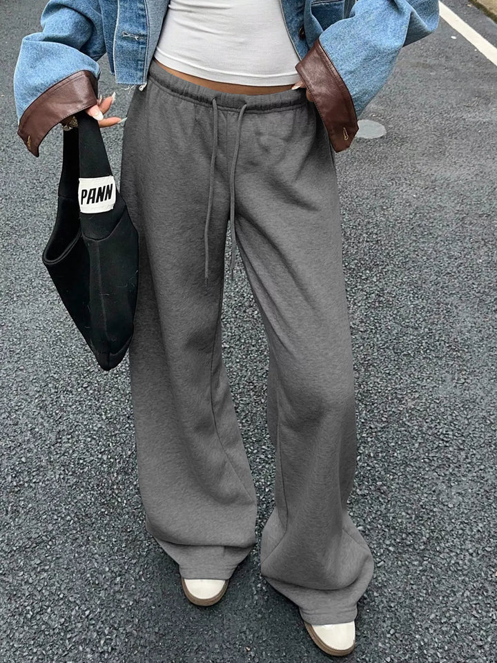 Gray Relaxed wide-leg drawstring sweatpants