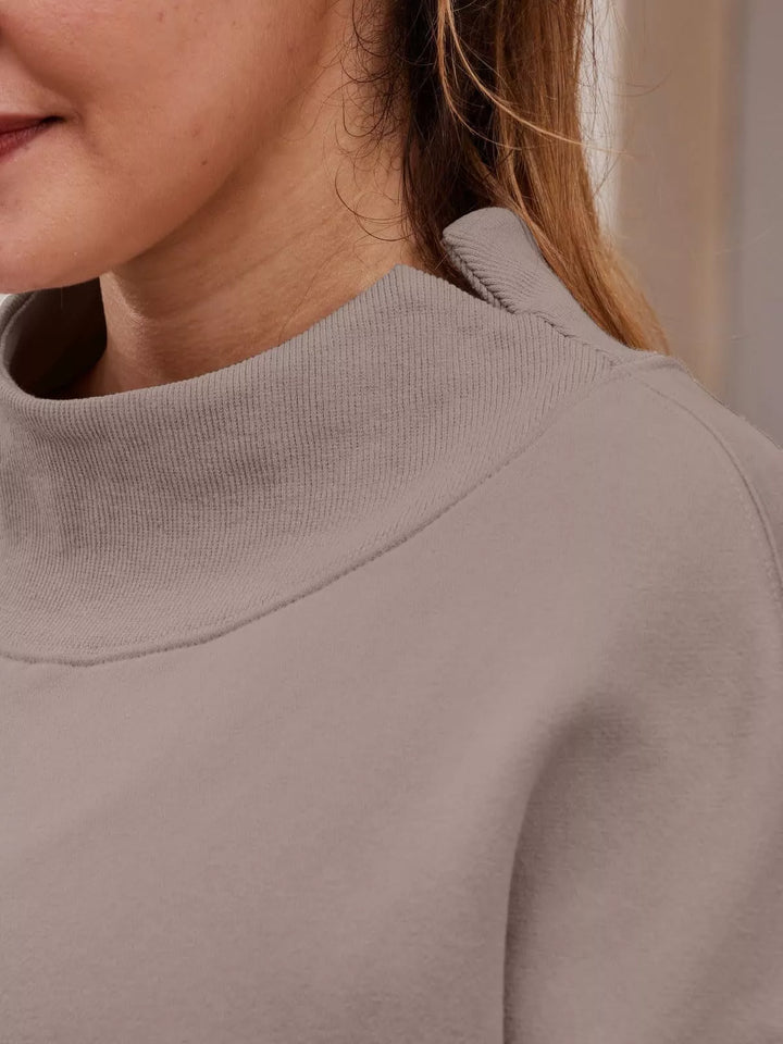 Mock neck dropped shoulder fleece sweatshirt