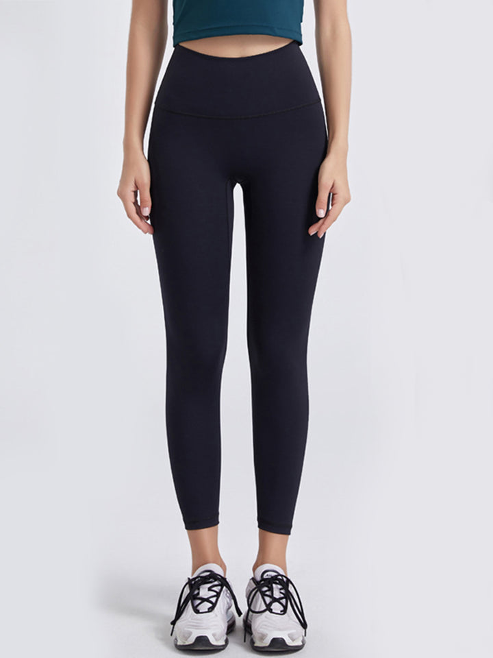 Black Wide waistband high-rise workout leggings