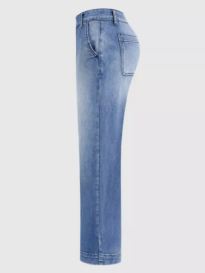High-rise relaxed barrel-leg cropped jeans