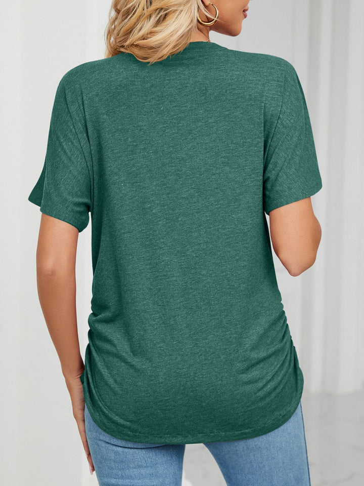Relaxed V-neck short sleeve tee with drop shoulders