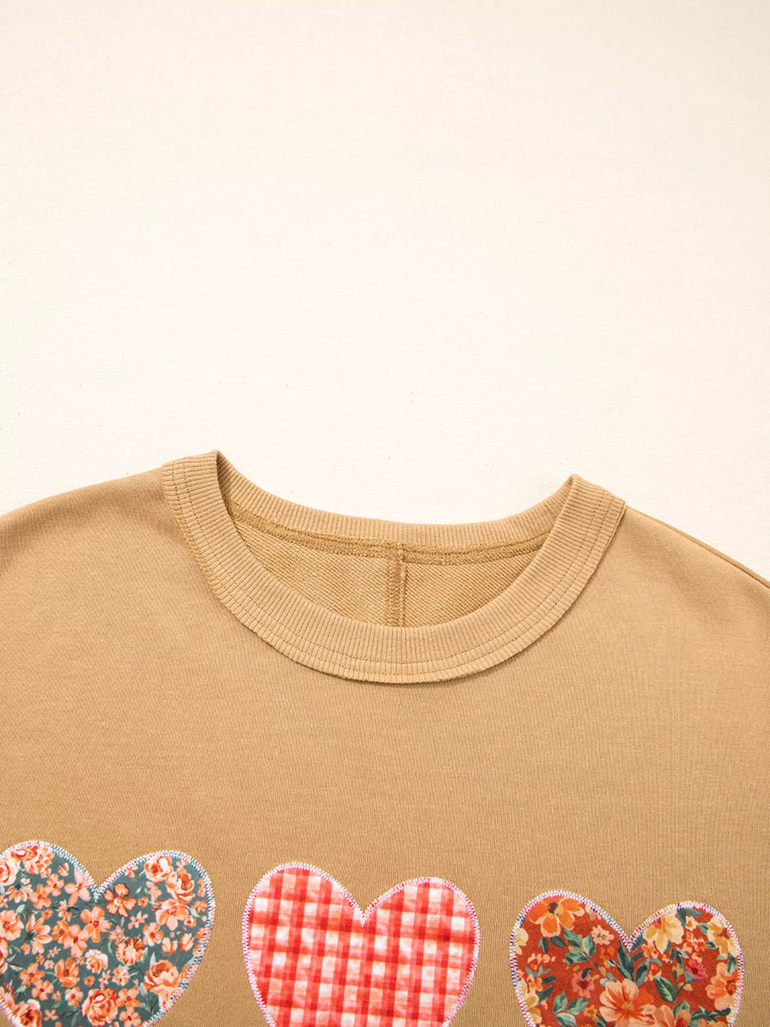 Floral heart patch mineral wash crewneck sweatshirt