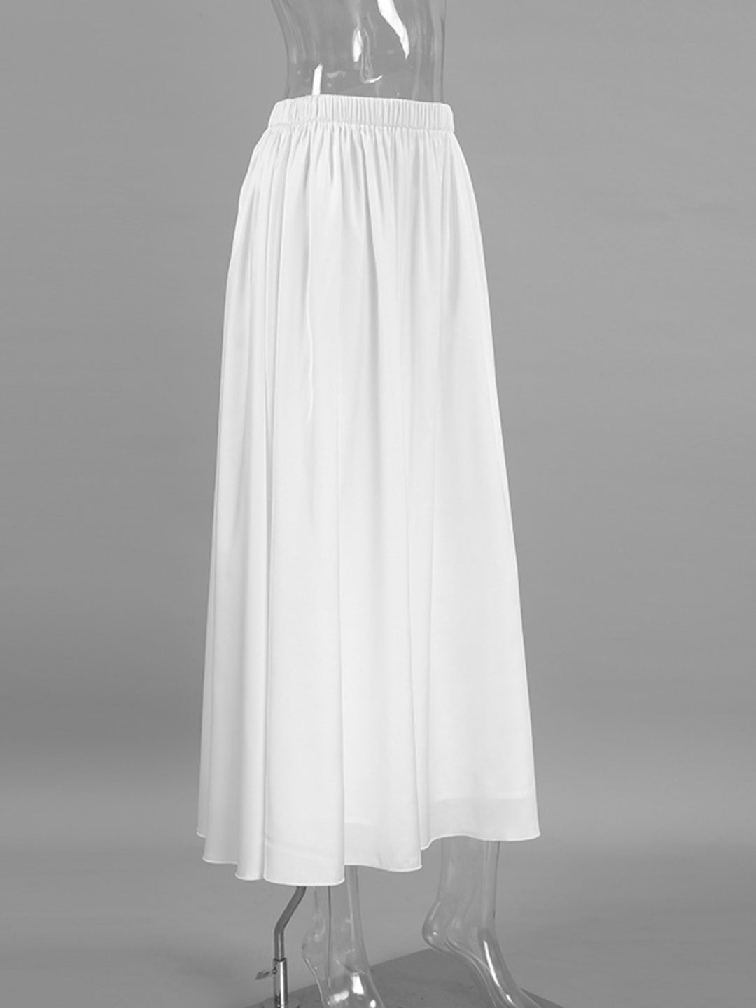 Elastic waist gathered maxi skirt with side pockets