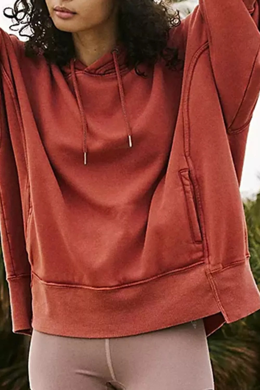 Oversized drawstring hoodie with dropped shoulders and pockets