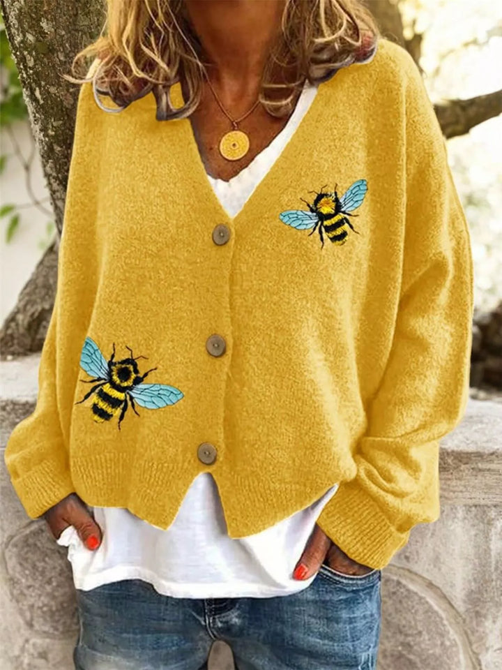 Gold Bee embroidered knit button-down cardigan