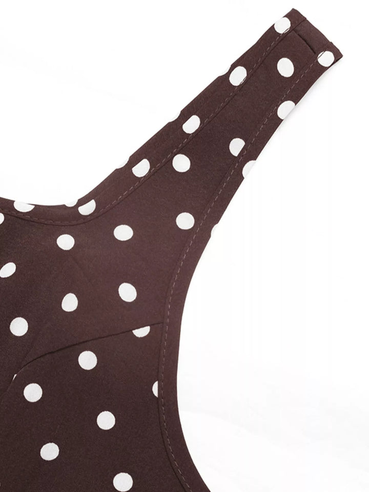 Sleeveless polka dot square-neck maxi dress