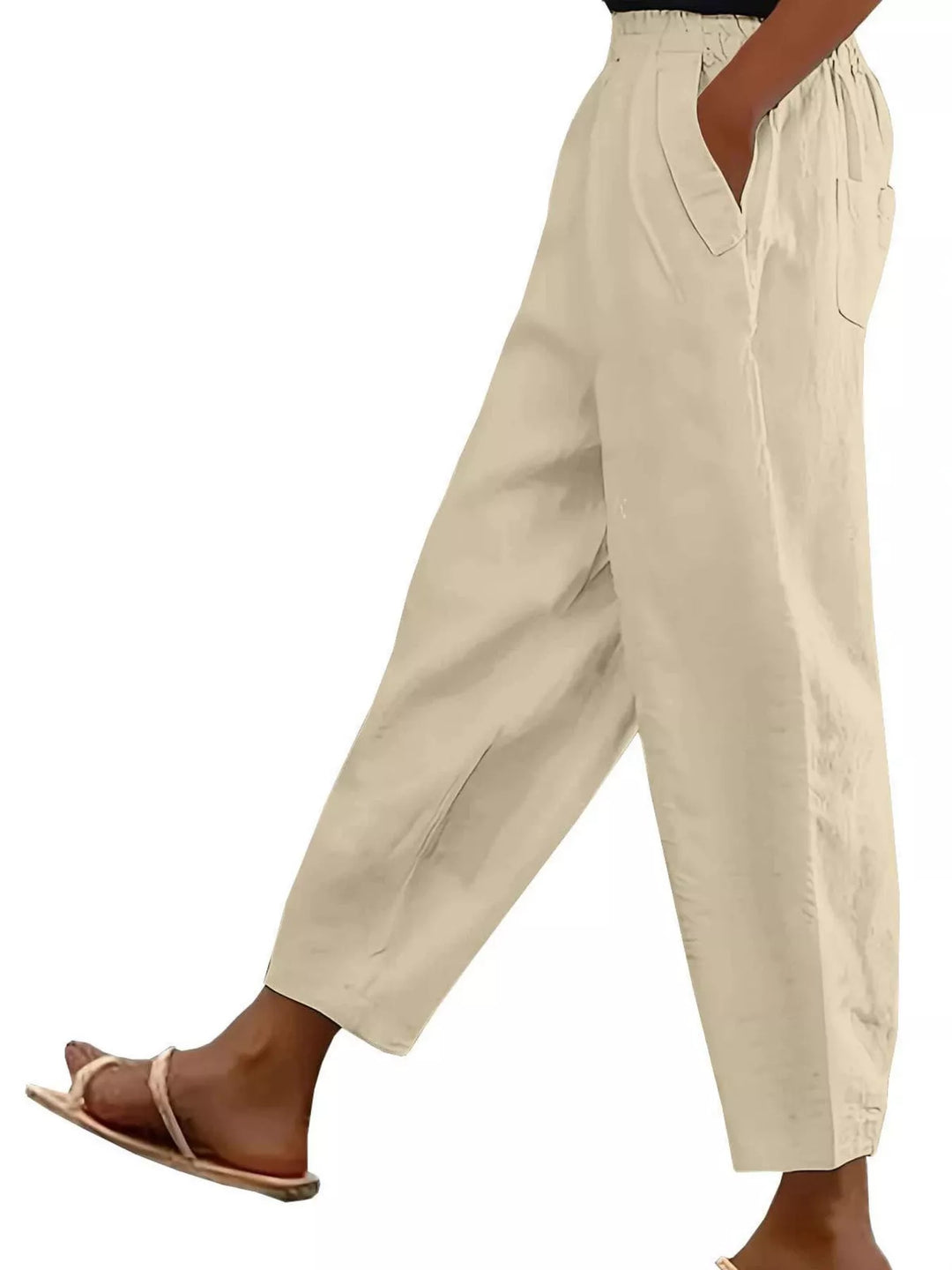 Apricot Paperbag waist tapered crop pants with side pockets