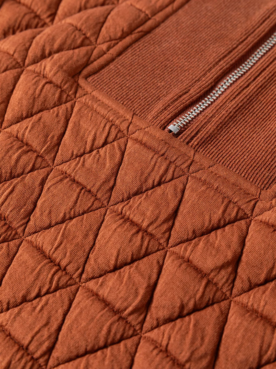 Geometric quilted half-zip pullover sweatshirt