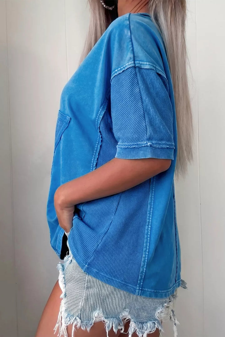 Mineral wash star patchwork oversized tee