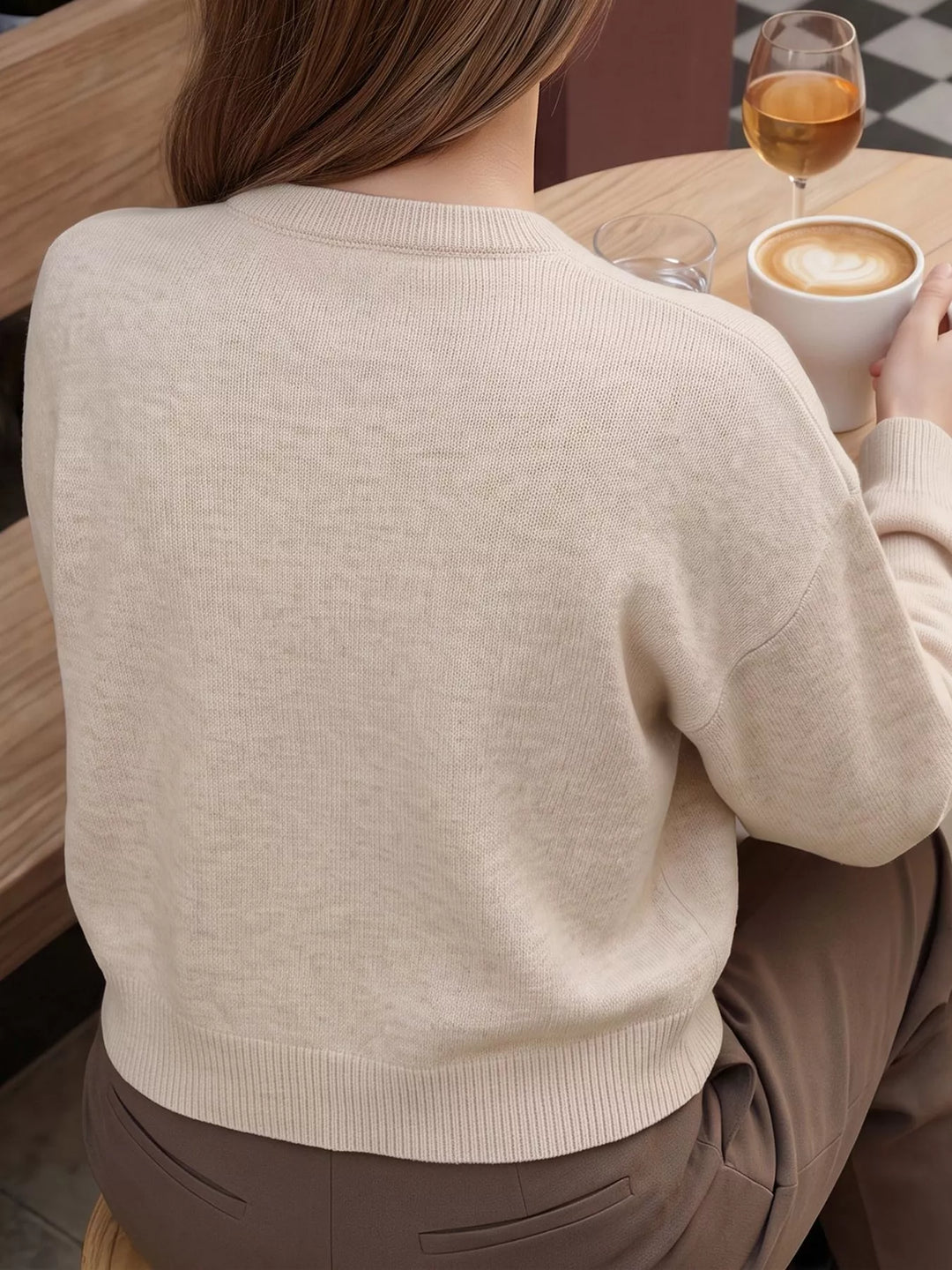 Knot button dropped shoulder knit cardigan