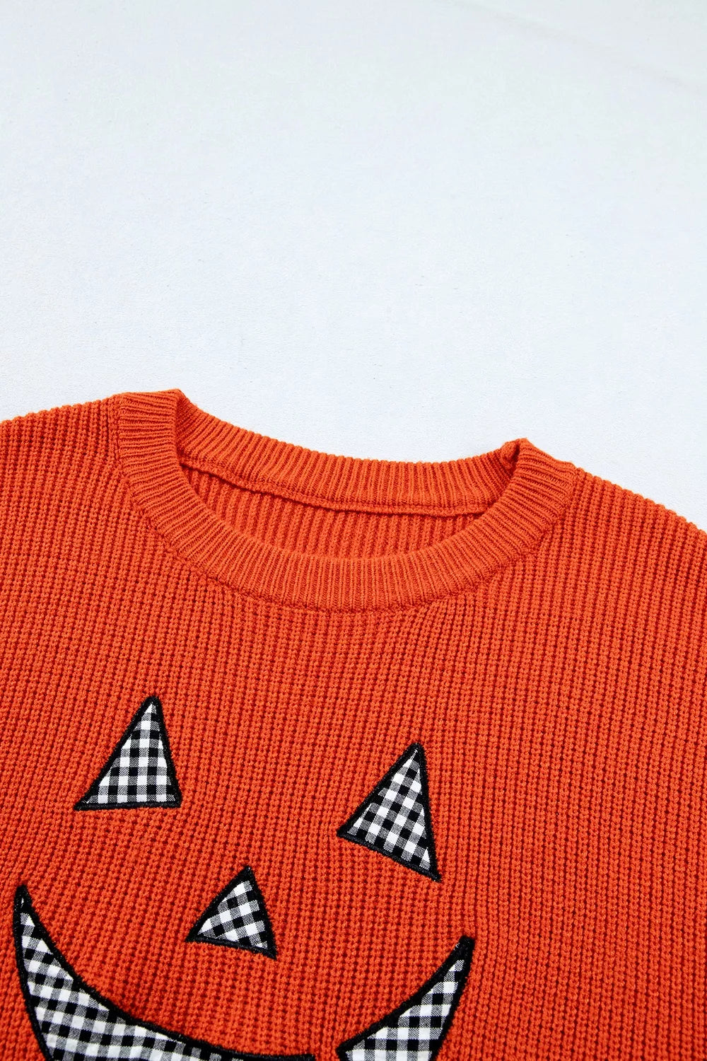 Jack-o-lantern patch drop shoulder Halloween sweater