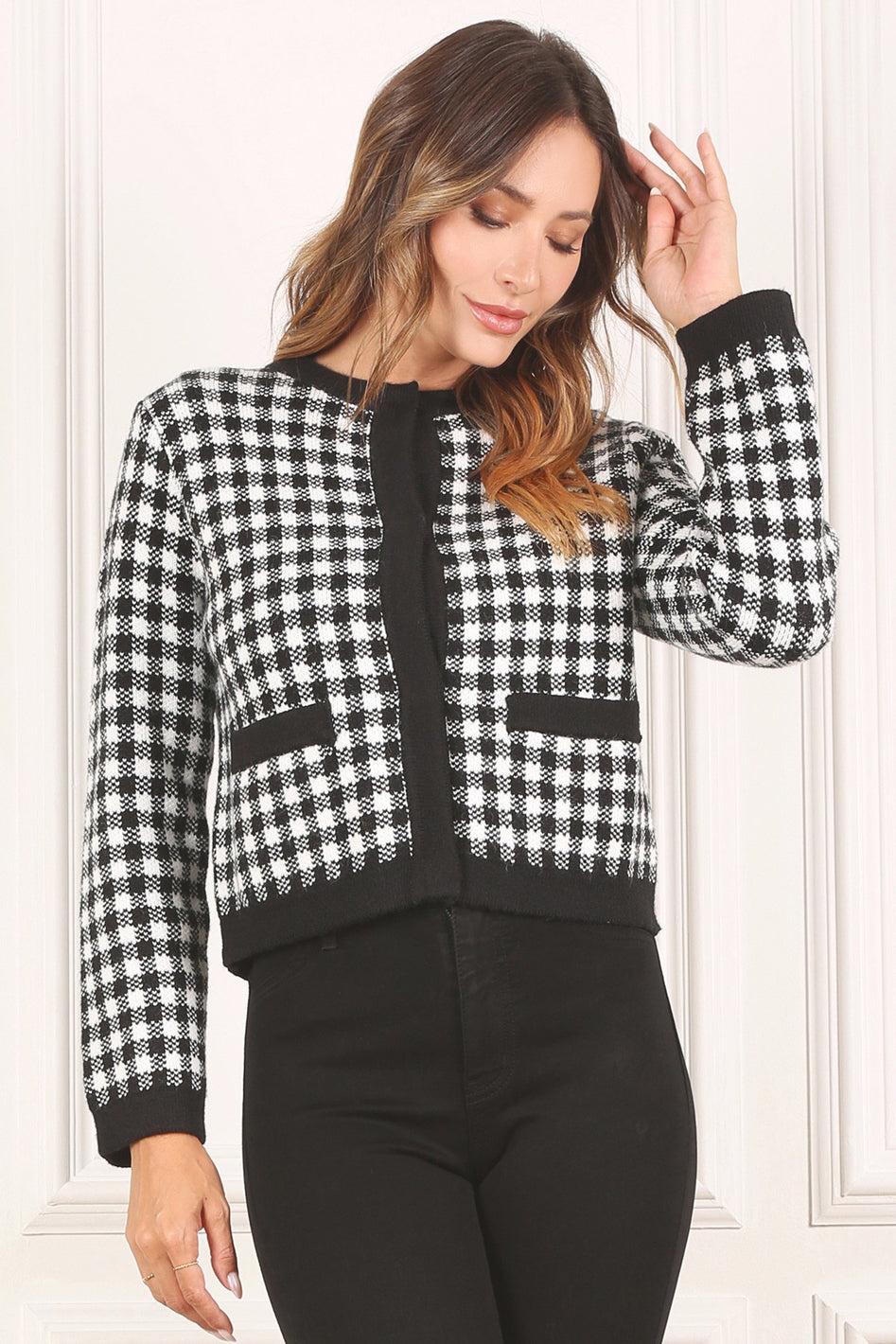 Black check knitted jacket - Azoroh