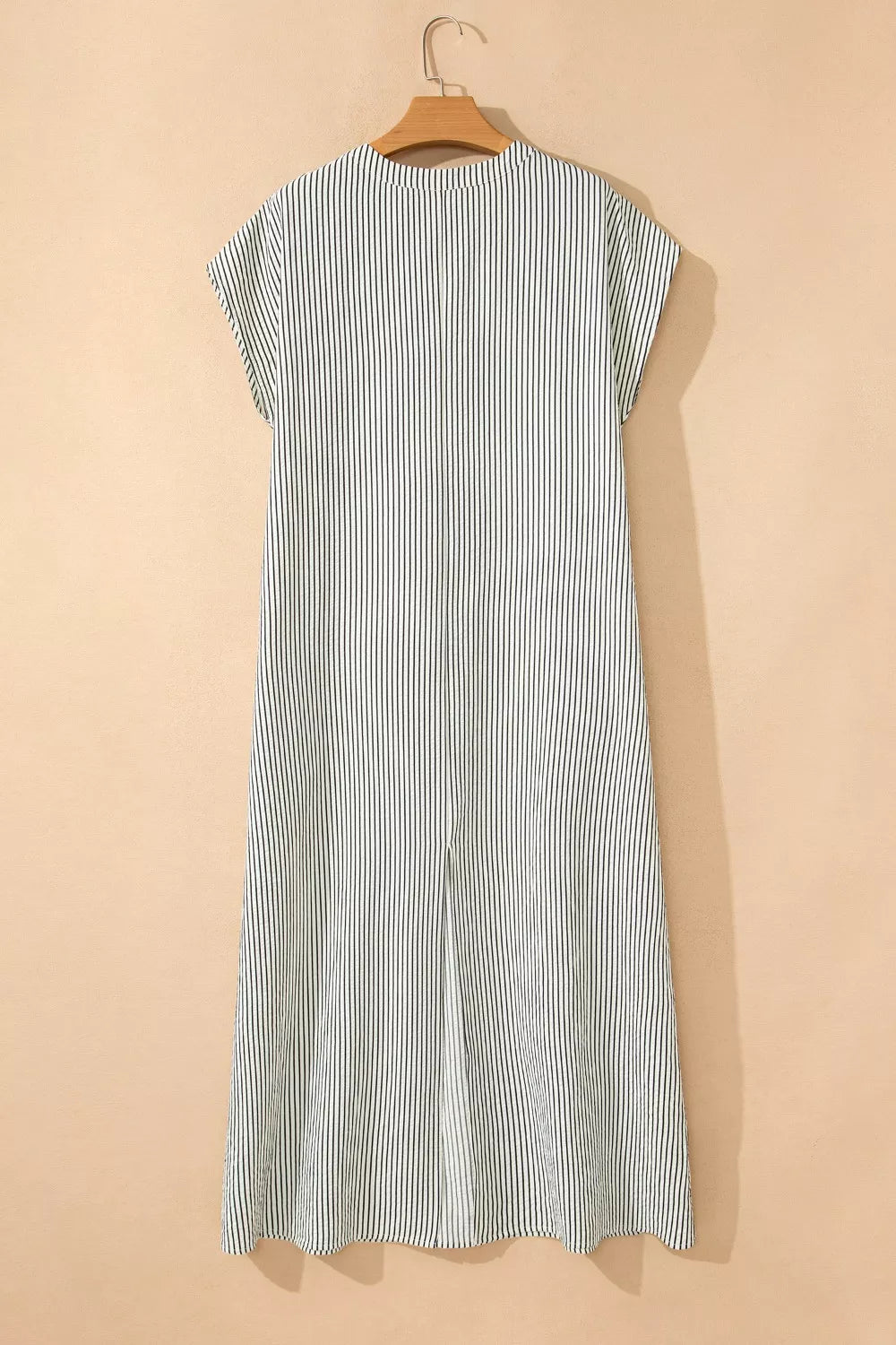 Striped ruffle button-front maxi dress