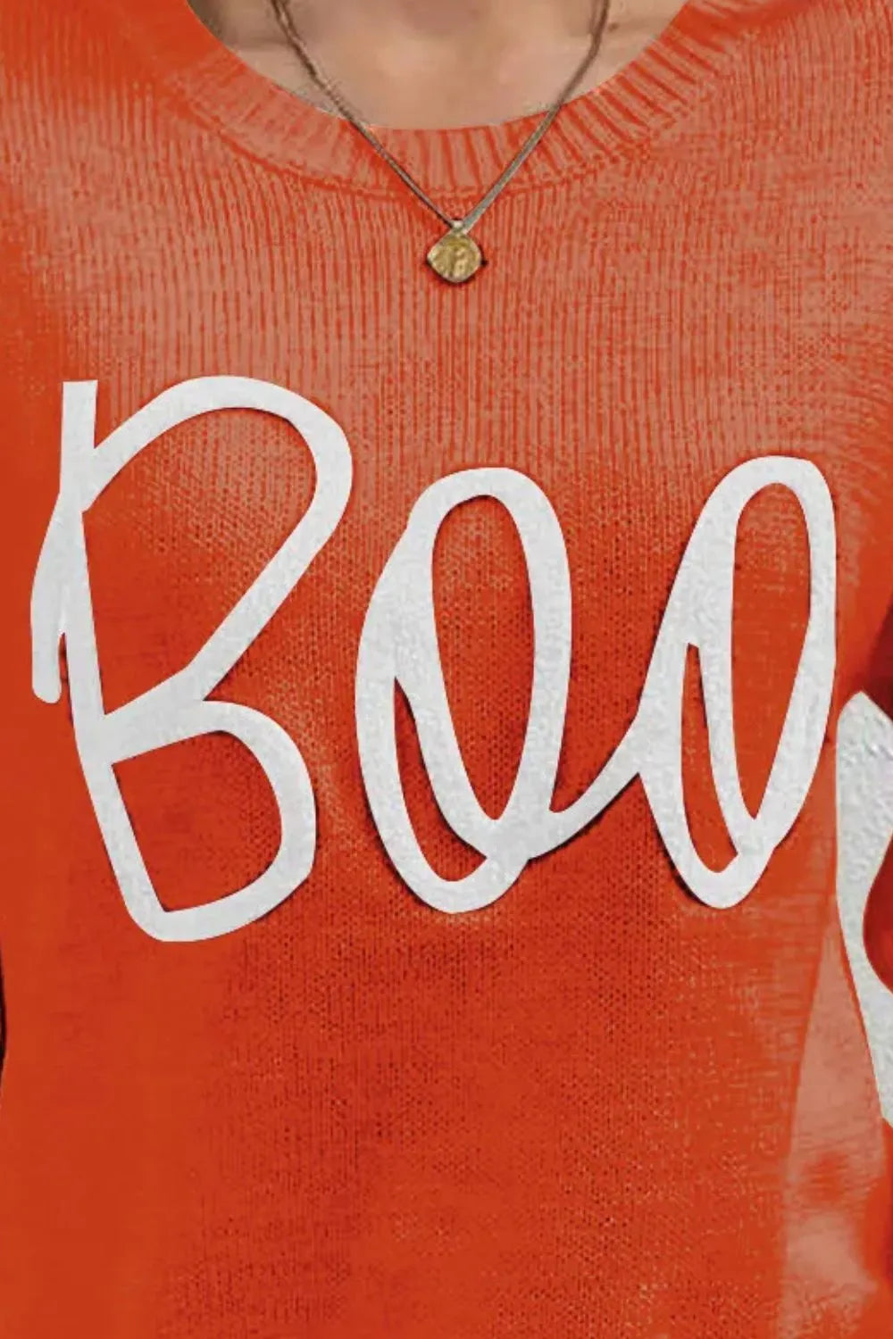 Boo embroidered script crew neck Halloween sweater