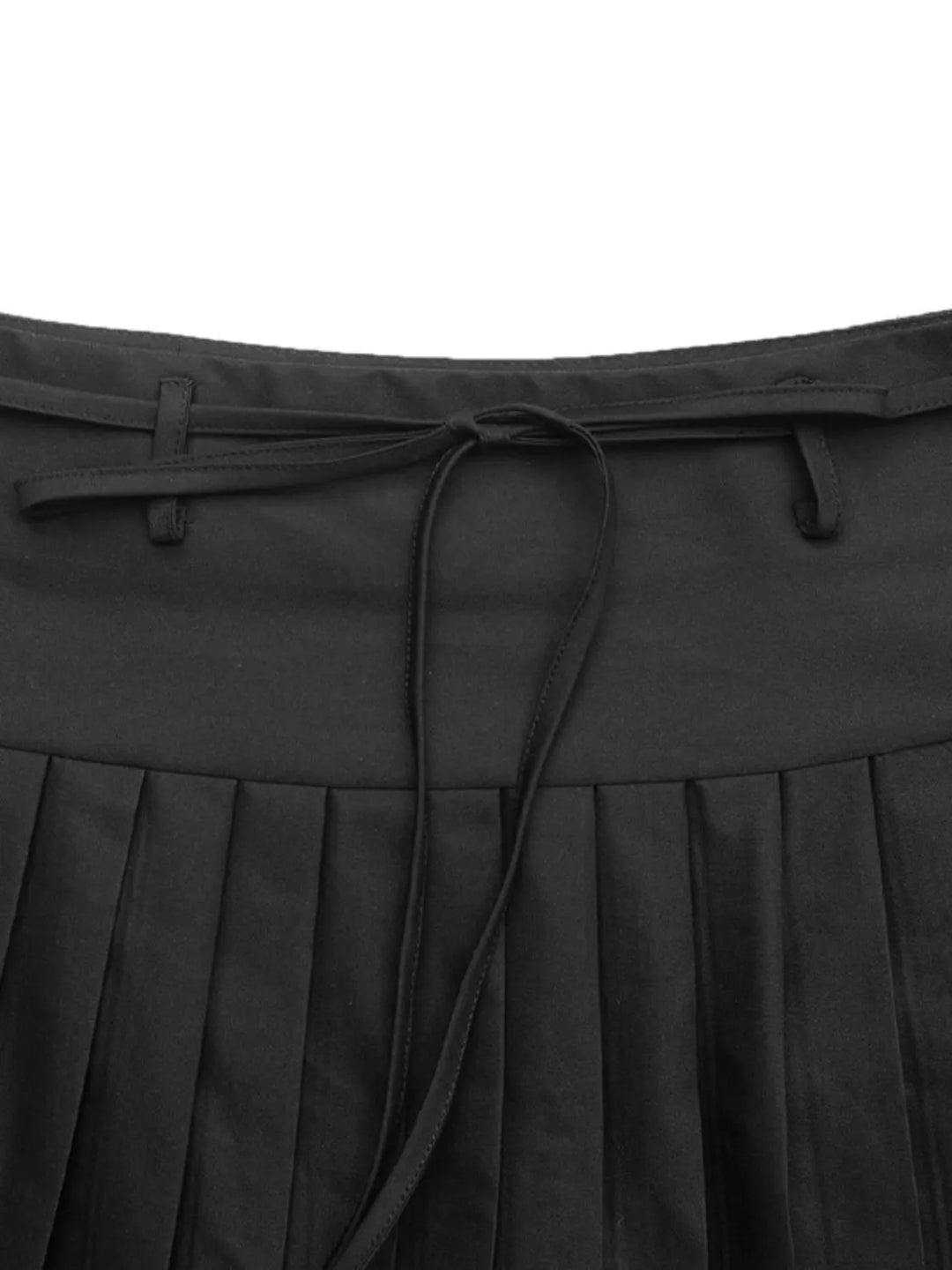 Pleated tie-waist mini skirt