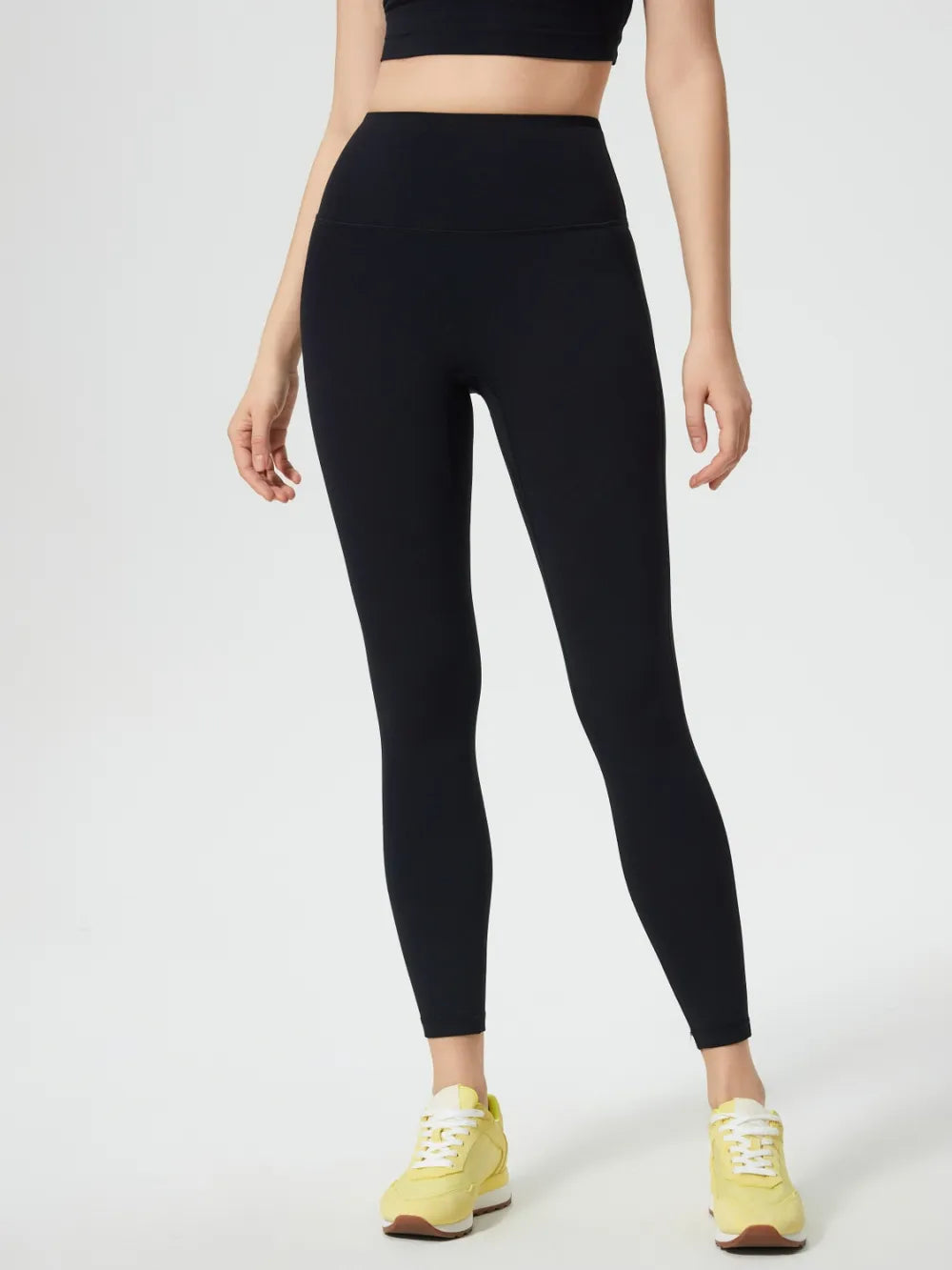 Black Wide waistband high-rise active leggings