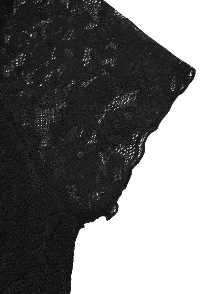 Floral lace bow-tie top with sweetheart neckline
