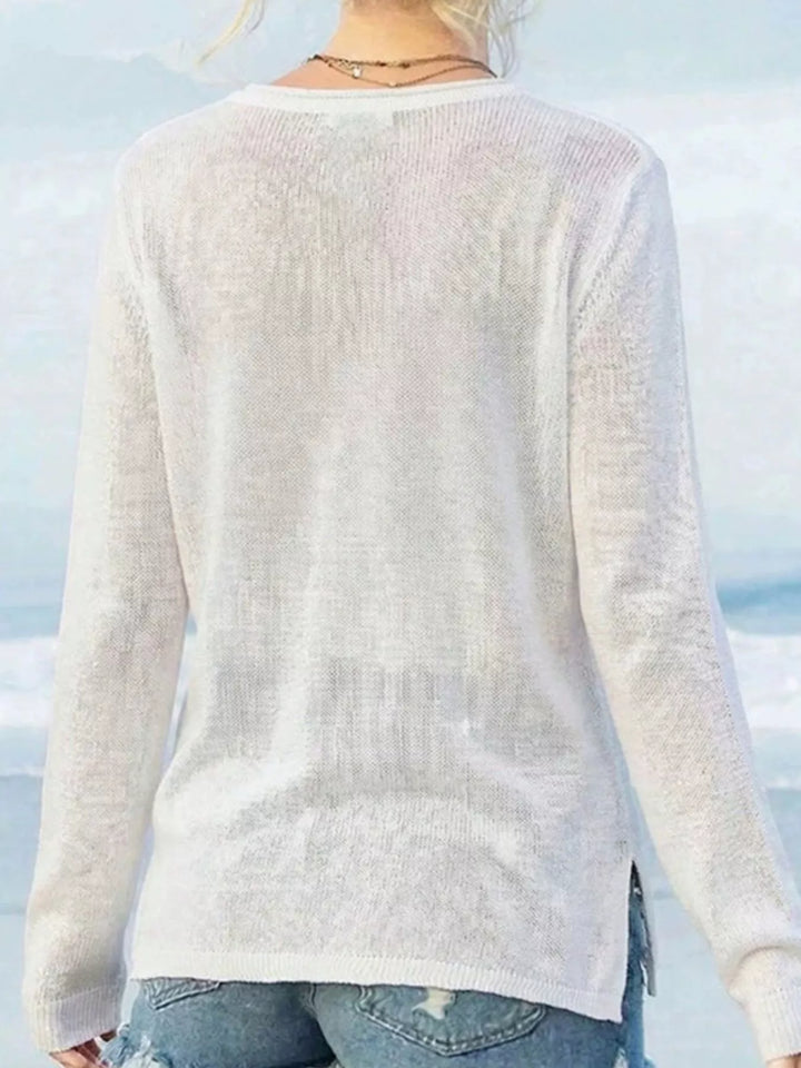American flag knit long sleeve pullover sweater