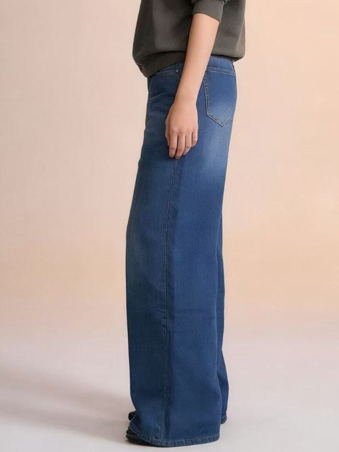 High-rise wide-leg jeans with whiskered fading