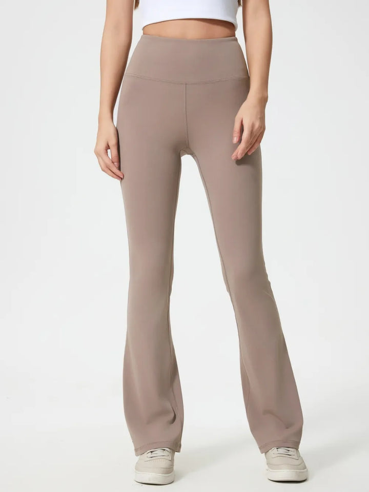 High-waist flare yoga leggings with wide waistband