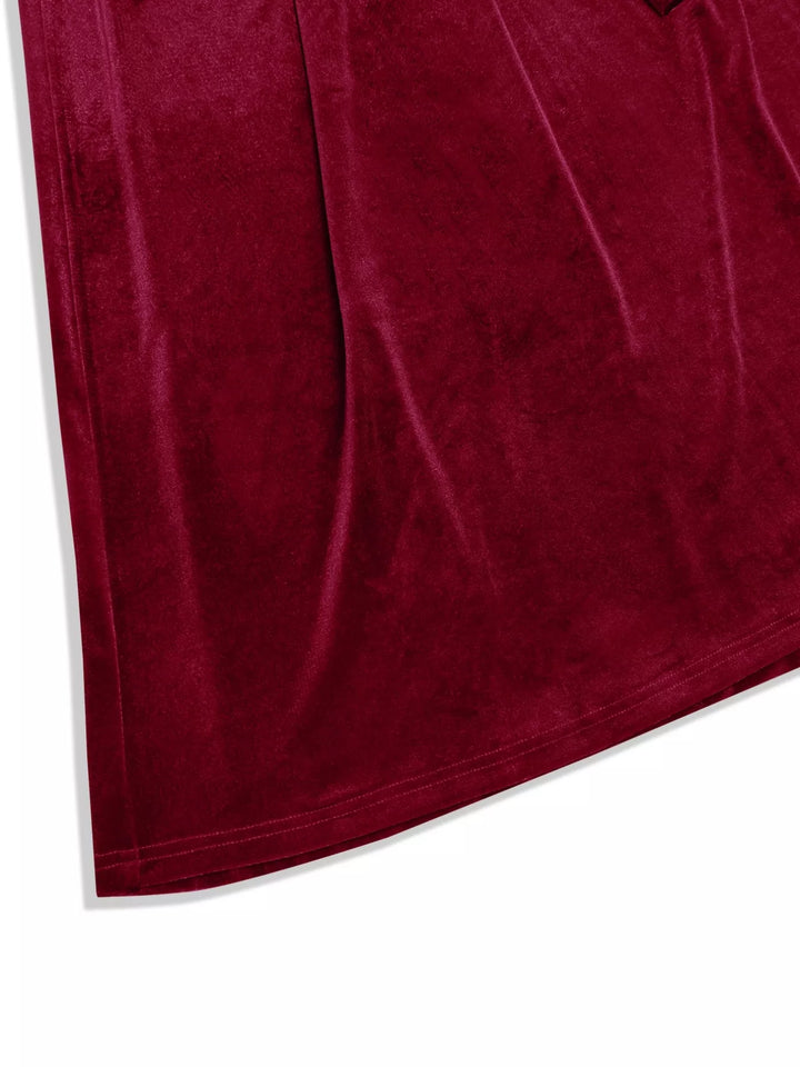 Velvet surplice wrap maxi dress with tie waist