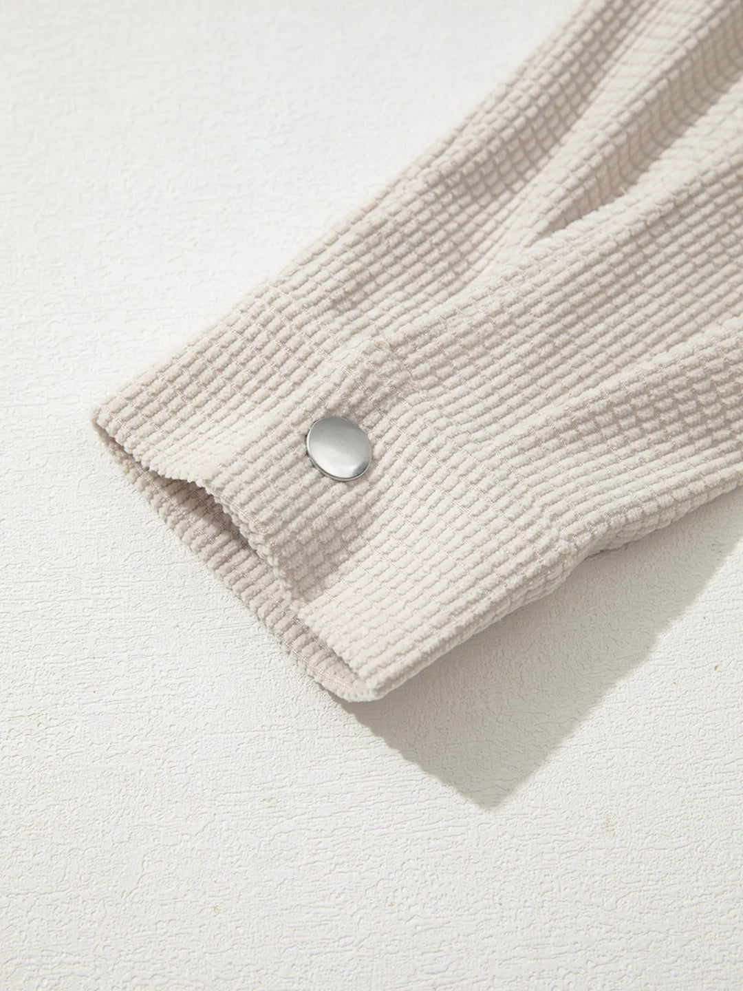 Waffle knit hooded jacket with snap flap pockets
