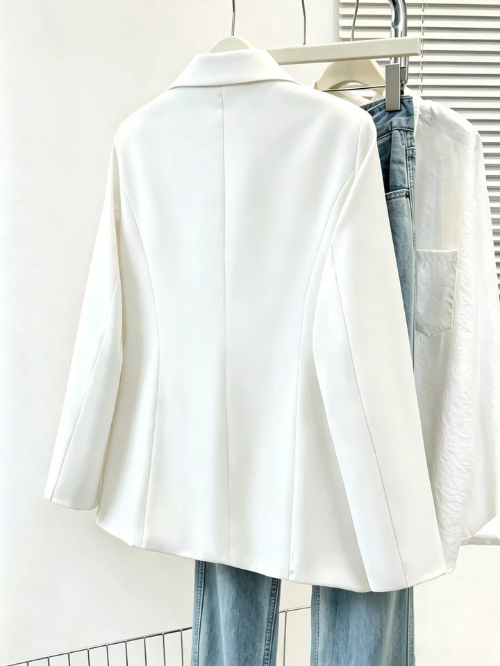 Single-breasted notch lapel blazer with flap pockets