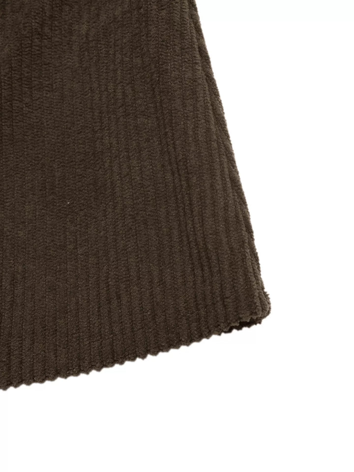 Corduroy zip-up jacket with sherpa collar and snap placket