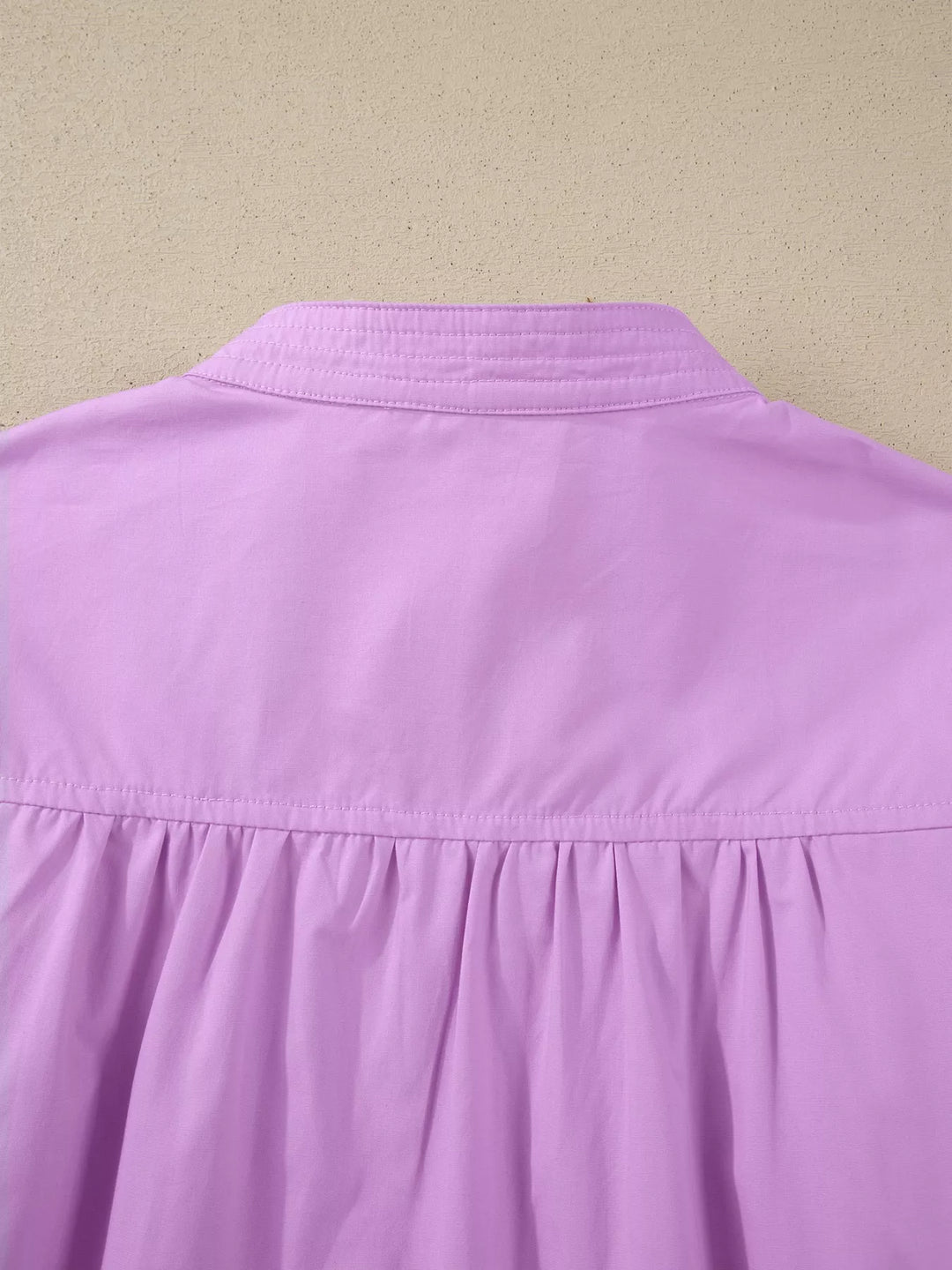 Puff sleeve cotton blouse with notched neckline