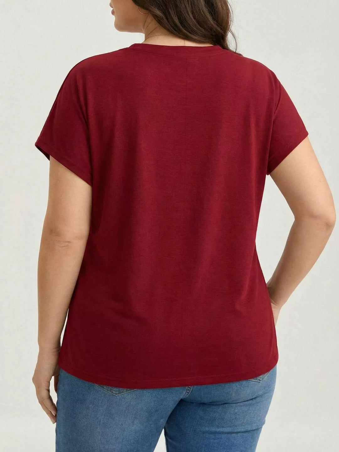 Plus size ruched side ruffle short sleeve top