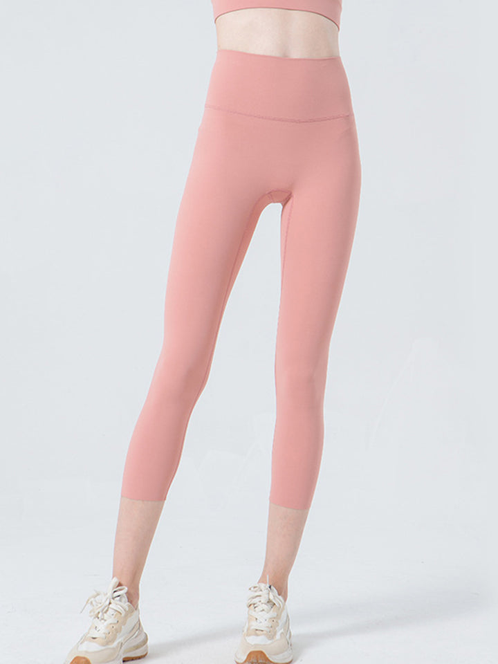 Coral Wide waistband high-rise cropped workout leggings