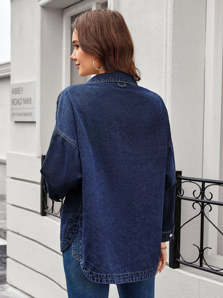 Relaxed button-up denim shirt with chest pockets