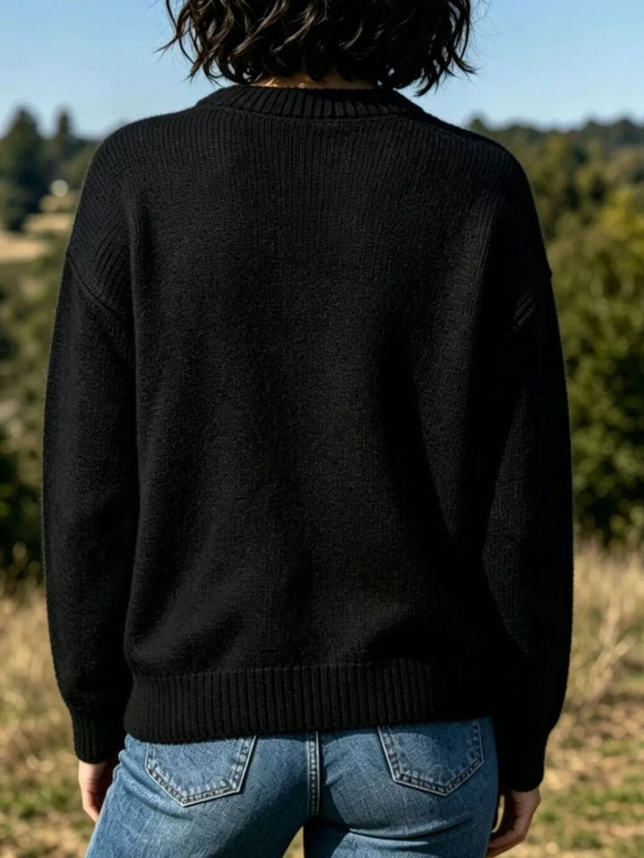 Lobster graphic crew neck knit pullover sweater