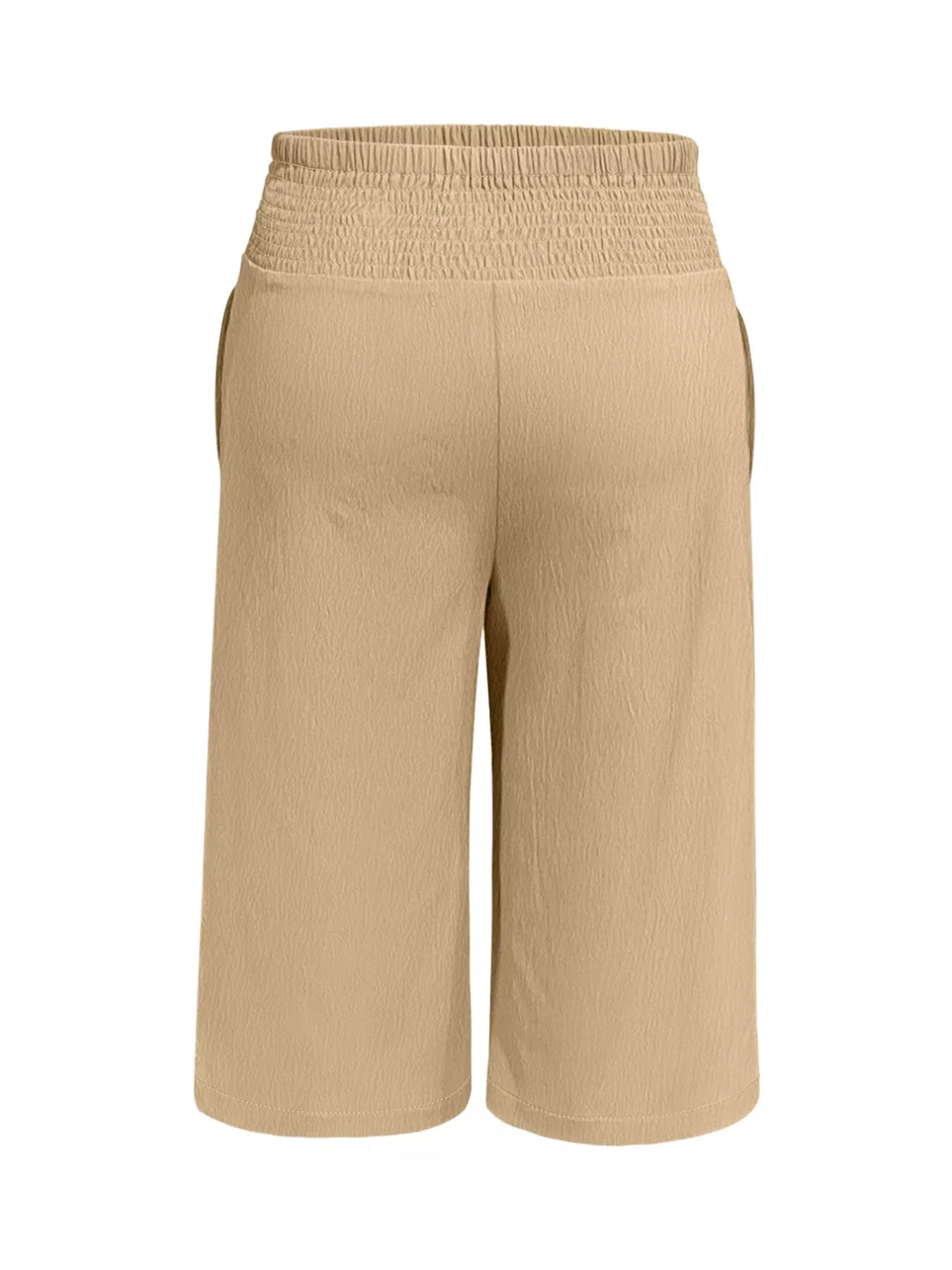 Plus size smocked-waist wide leg cropped pants