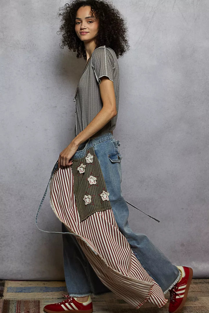 V-neck button placket short sleeve knit top