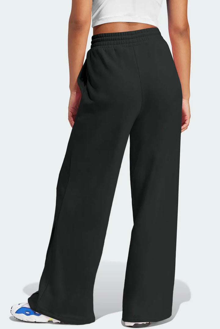 Drawstring high-rise wide-leg sweatpants with front seam