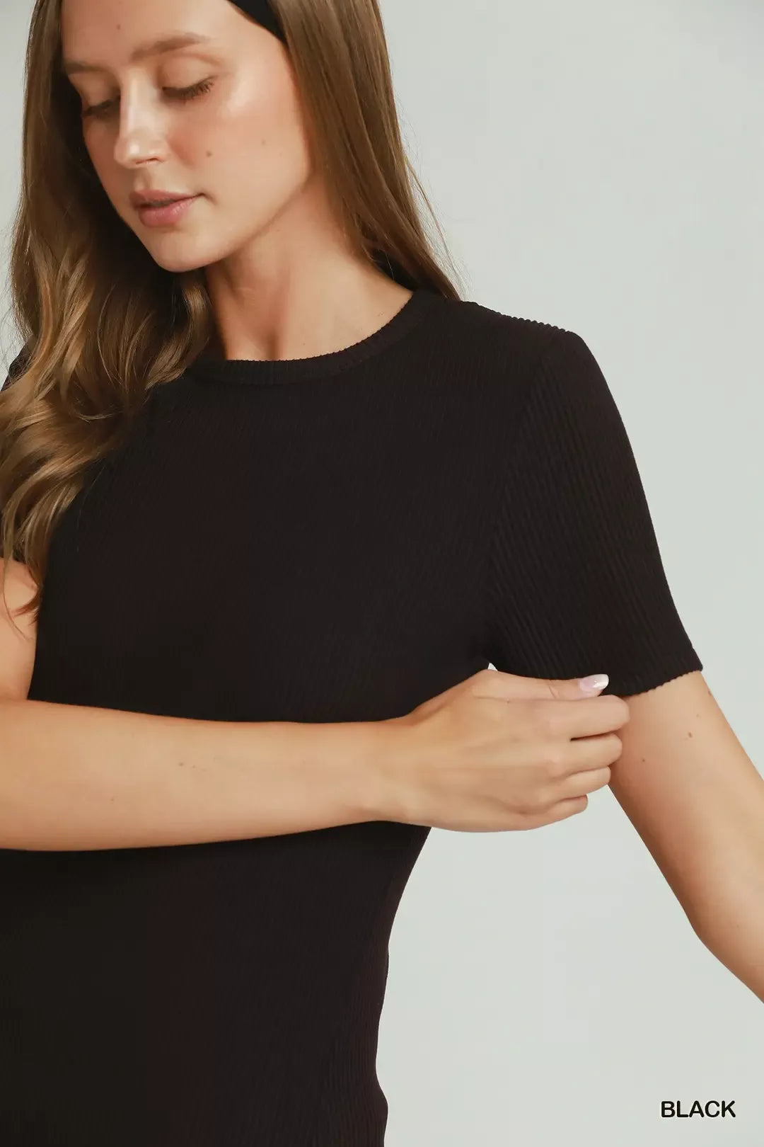 Brushed rib short sleeve crew neck tee