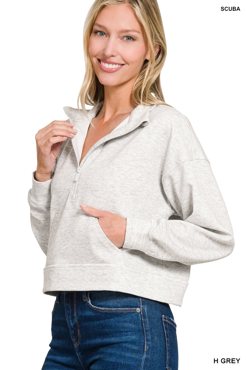 Scuba half-zip pullover sweatshirt with kangaroo pocket