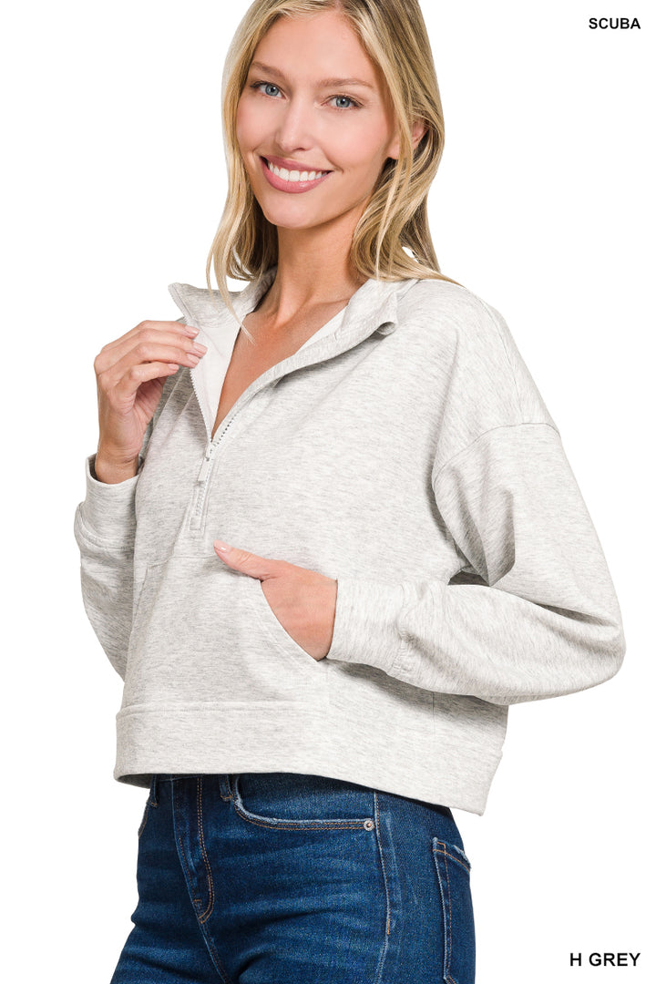 Scuba half-zip pullover sweatshirt with kangaroo pocket